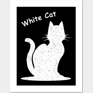 white cat Posters and Art